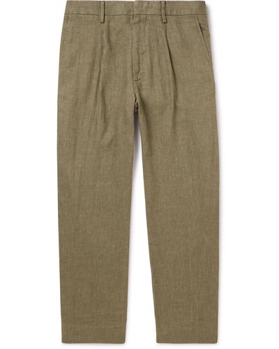 NN07 Bill 1196 Straight-leg Pleated Linen Pants - Natural