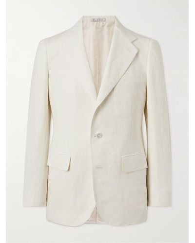 Umit Benan Linen And Silk-blend Suit Jacket - Natural
