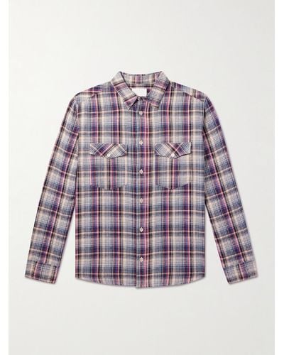 Isabel Marant Lydian Checked Cotton And Linen-blend Shirt - Purple
