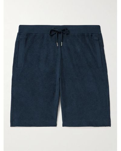 Sunspel Tapered Cotton-terry Drawstring Shorts - Blue