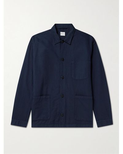 Sunspel Cotton And Linen-blend Twill Shirt Jacket - Blue