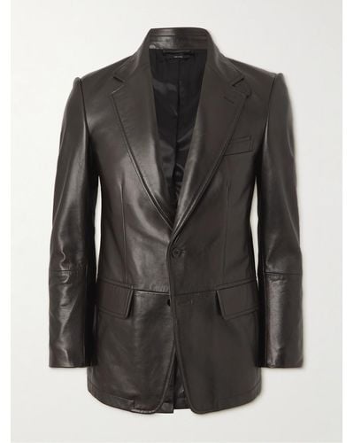 Tom Ford Leather Blazer - Black