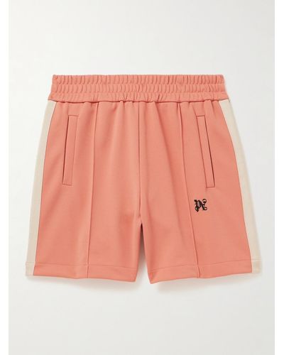 Palm Angels Wide-leg Logo-embroidered Striped Jersey Shorts - Pink