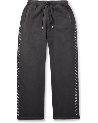 Off-White c/o Virgil Abloh Straight-leg Embroidered Embellished Cotton-jersey Sweatpants - Gray