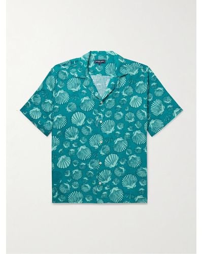 Frescobol Carioca Roberto Camp-collar Printed Linen Shirt - Blue