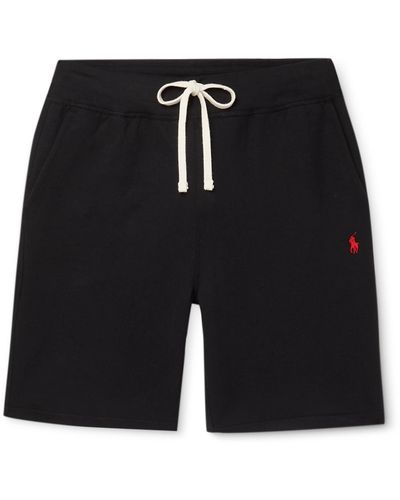 Polo Ralph Lauren Logo-embroidered Fleece-back Cotton-blend Jersey Drawstring Shorts - Black