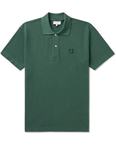 Maison Kitsuné Logo-appliquéd Cotton-piqué Polo Shirt - Green
