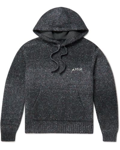 Amiri Logo-embroidered Space-dyed Knitted Hoodie - Gray