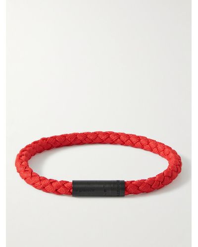 Le Gramme Orlebar Brown 5g Braided Cord And Dlc-coated Titanium Bracelet - Red