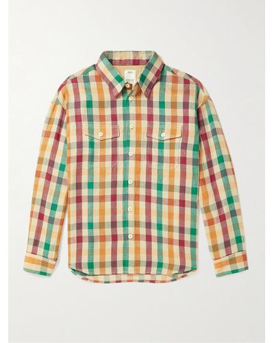 Visvim Checked Linen And Wool-blend Flannel Shirt - Natural