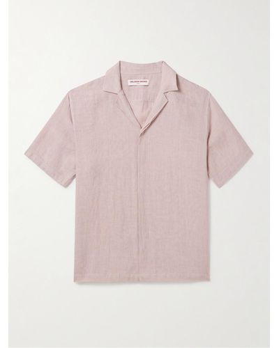 Orlebar Brown Maitan Hemd aus Leinen mit Reverskragen - Pink