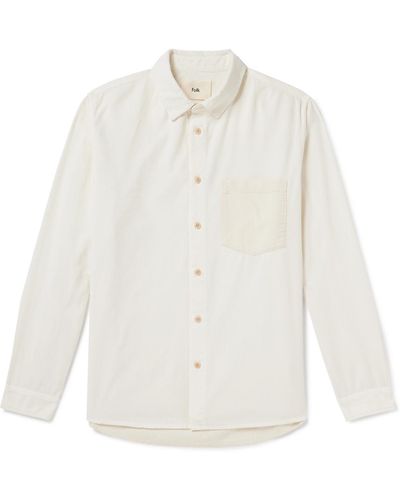 Folk Two-tone Cotton-corduroy Shirt - White
