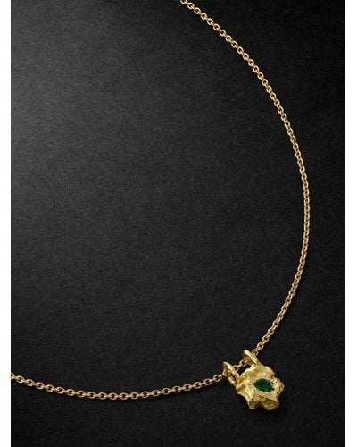 Elhanati Rock Gold Emerald Necklace - Black