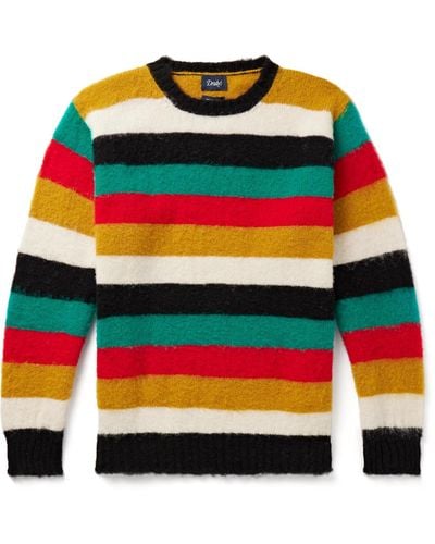 Drake's Striped Brushed-wool Sweater - Black