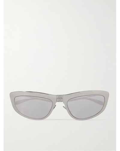 Givenchy Occhiali da sole in metallo argentato con montatura D-frame e lenti a specchio - Grigio