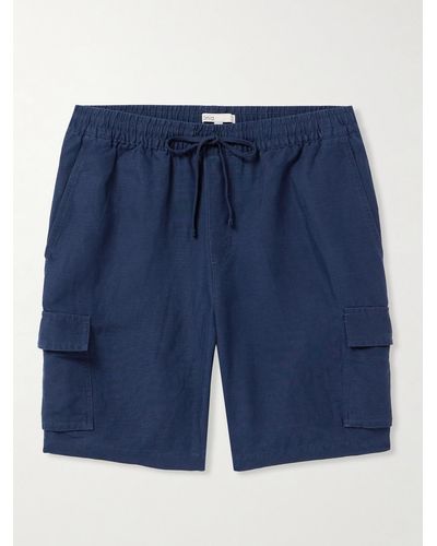 Onia Shorts cargo a gamba dritta in misto lino e lyocell con coulisse Air - Blu