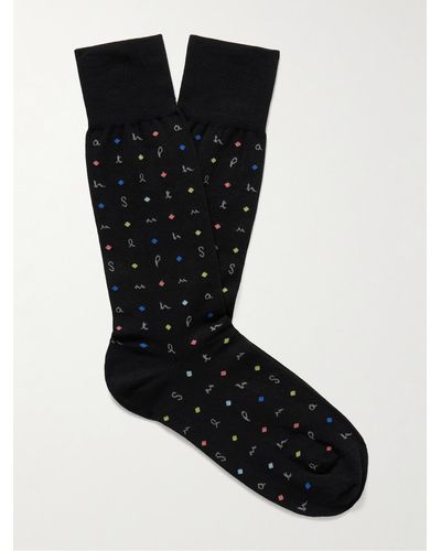 Paul Smith Cole Jacquard-knit Cotton-blend Socks - Black