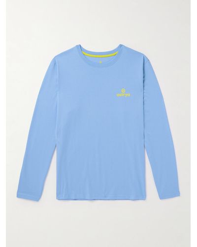 Ostrya Throwing Fits Logo-print Organic Cotton-blend Recycled-jersey T-shirt - Blue