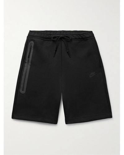 Nike Gerade geschnittene Shorts aus technischem Fleece aus einer Baumwollmischung mit Kordelzugbund - Schwarz