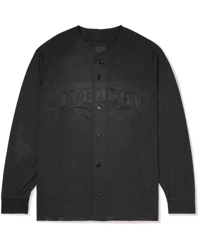 Givenchy Logo-embroidered Mesh Shirt - Black