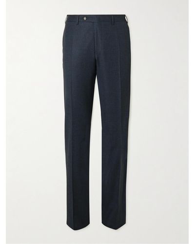 Canali Houndstooth Wool Suit Pants - Blue