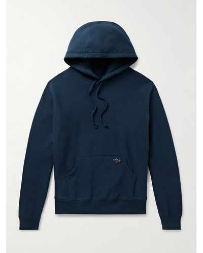 Noah Logo-embroidered Cotton-jersey Hoodie - Blue