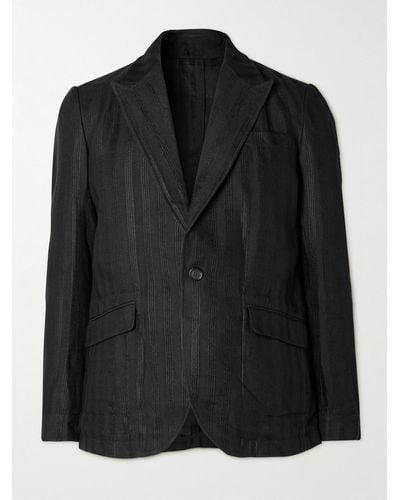 Oliver Spencer Wyndhams Embroidered Linen Suit Jacket - Black
