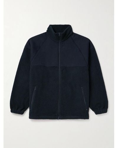 Beams Plus Mil Panelled Cotton-jersey And Fleece Zip-up Jacket - Blue