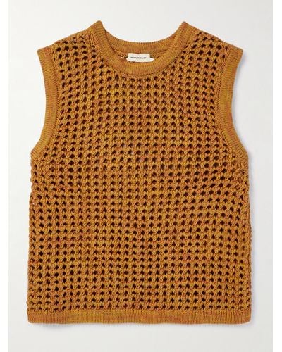 Nicholas Daley Crocheted Cotton Jumper Vest - Brown