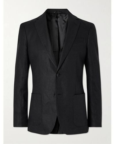 MR P. Unstructured Linen Suit Jacket - Black