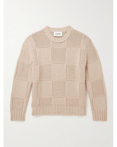FRAME Grid Merino Wool Sweater - Natural
