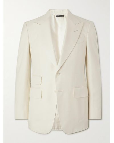 Tom Ford Shelton Slim-fit Silk-faille Suit Jacket - Natural