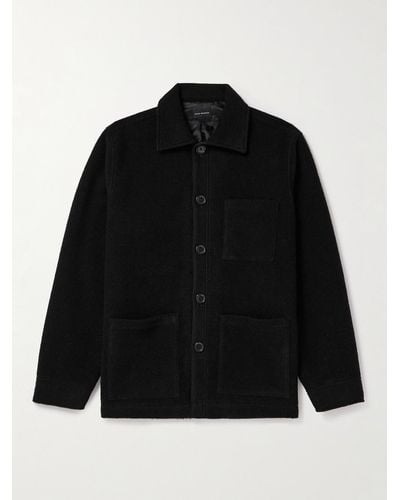 Club Monaco Brushed Wool-blend Overshirt - Black