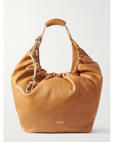 Loewe Paula's Ibiza Squeeze Xl Rope-trimmed Leather Tote Bag - Brown
