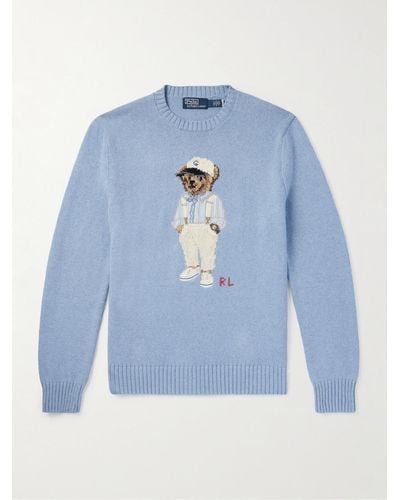 Polo Ralph Lauren Appliquéd Cotton Jumper - Blue