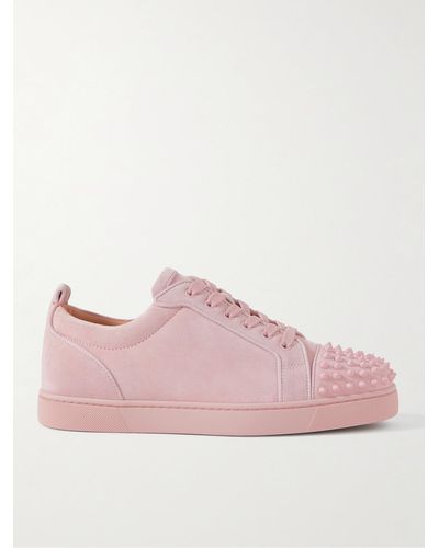 Christian Louboutin Louis Junior Spikes Suede Trainers - Pink