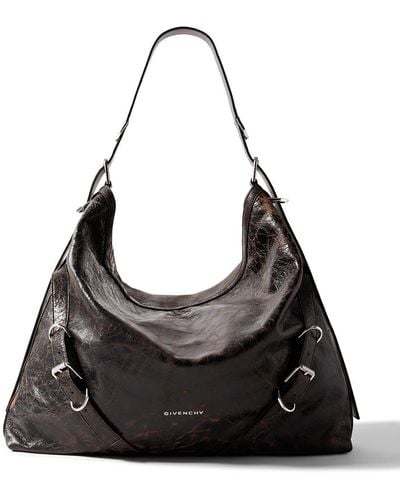Givenchy Voyou Xl Crackled-leather Messenger Bag - Black