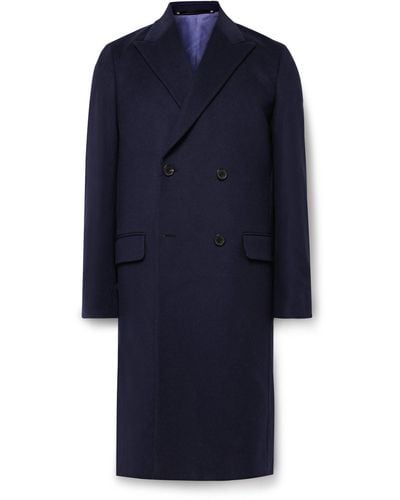 Paul Smith Double-breasted Wool And Cashmere-blend Coat - Blue