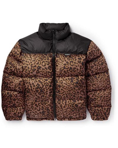 Vetements Logo-appliquéd Leopard-print Shell Down Jacket - Brown