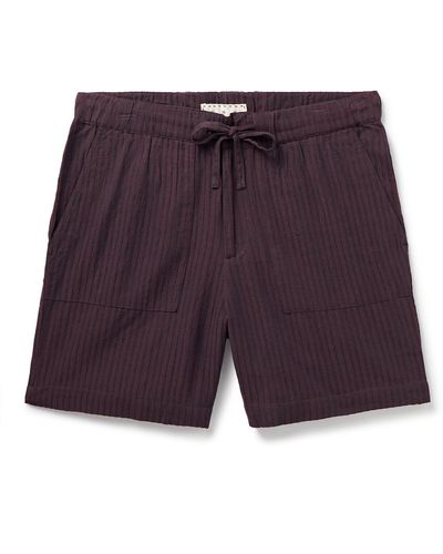 SMR Days Straight-leg Striped Cotton Drawstring Shorts - Purple