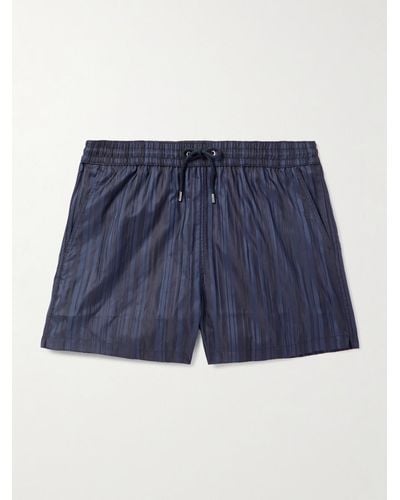 Paul Smith Straight-leg Mid-length Striped Swim Shorts - Blue