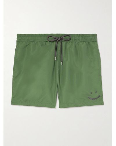 Paul Smith Happy Slim-fit Short-length Logo-embroidered Recycled Swim Shorts - Green