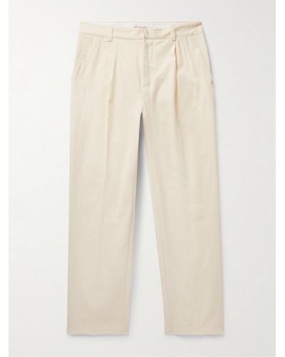 Orlebar Brown Beckworth Straight-leg Pleated Cotton-gabardine Pants - Natural