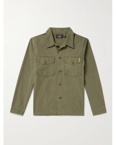 RRL Regiment Pin-embellished Cotton Overshirt - Green