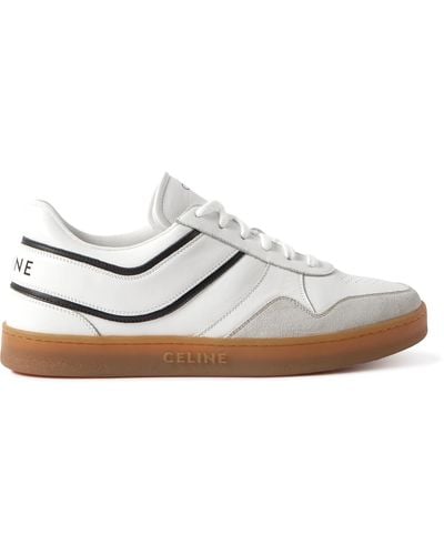 CELINE HOMME Suede-trimmed Leather Sneakers - White