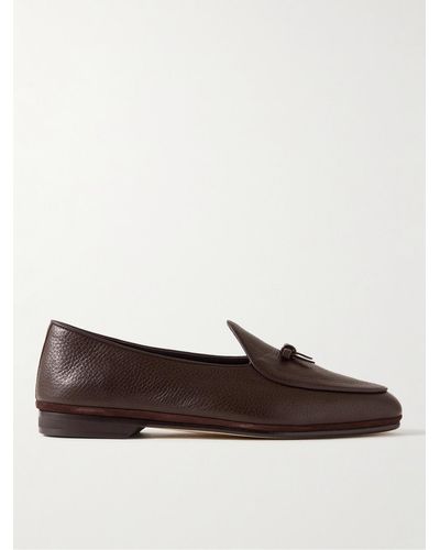 Rubinacci Marphy Suede-trimmed Full-grain Leather Tasselled Loafers - Brown