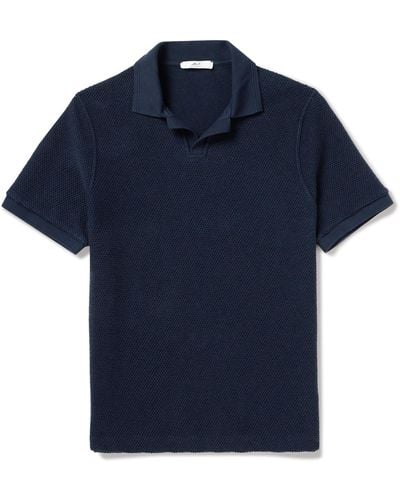MR P. Golf Textured-knit Organic Cotton Polo Shirt - Blue