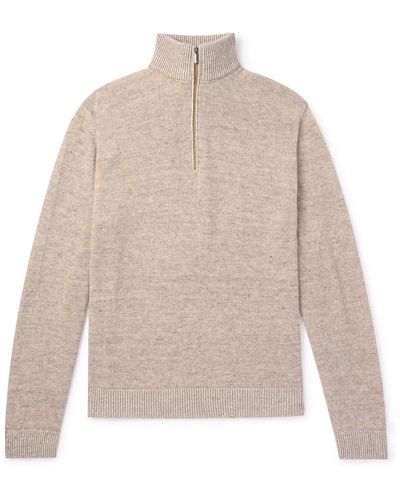 Massimo Alba Seth Linen And Cashmere-blend Half-zip Sweater - Natural