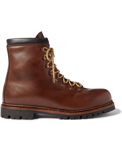 George Cleverley Mountain Shearling-lined Leather Boots - Brown