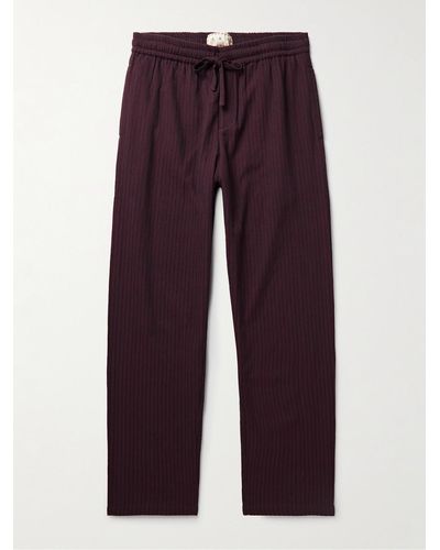 SMR Days Malibu Straight-leg Embroidered Cotton Drawstring Pants - Purple